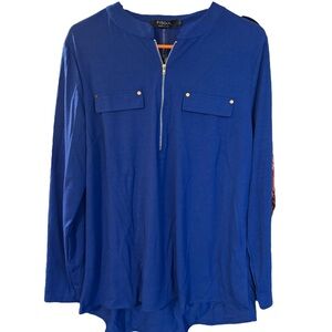 Fisoul Blue Long Sleeve Zip-Up Top L NWT